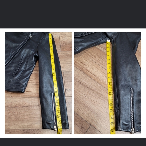 Vintage Wilsons leather womens Black leather biker jacket asymmetrical zip M - Picture 9 of 16